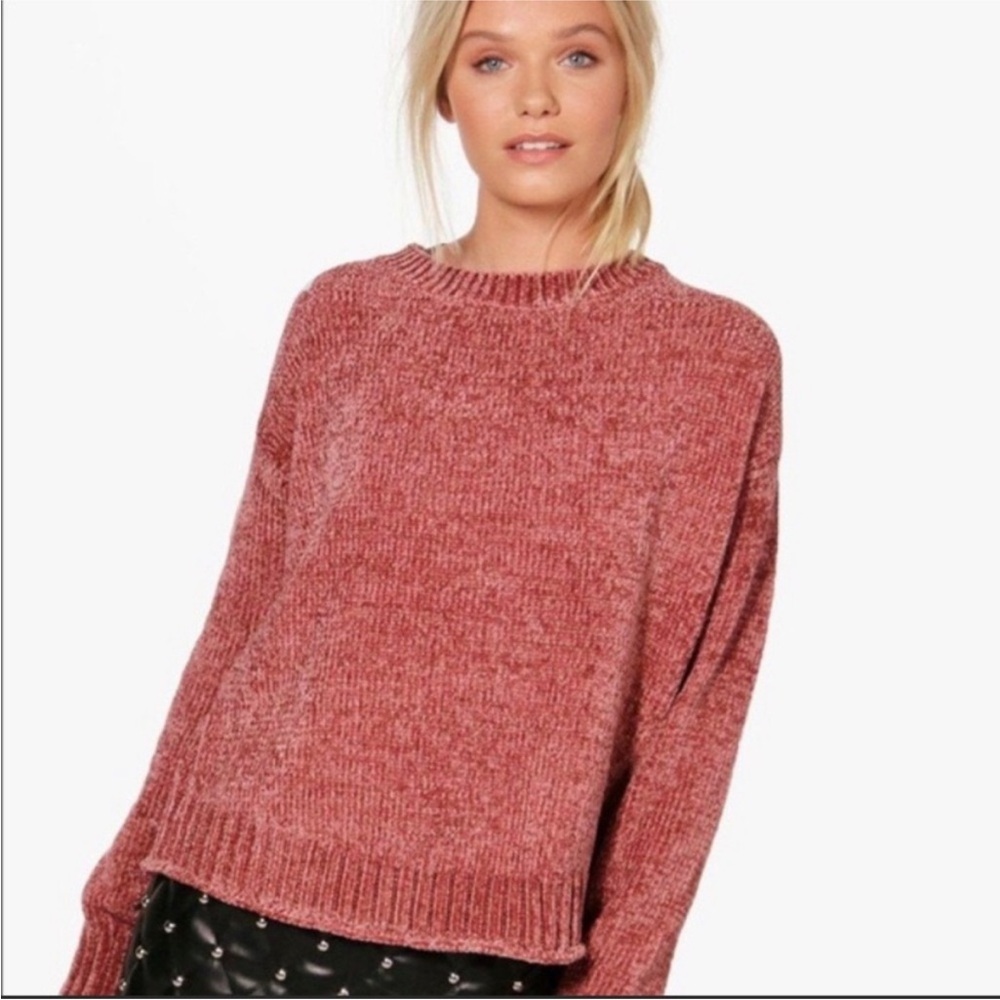 Aerie chenille slate blue sweater size small - Picture 3 of 6